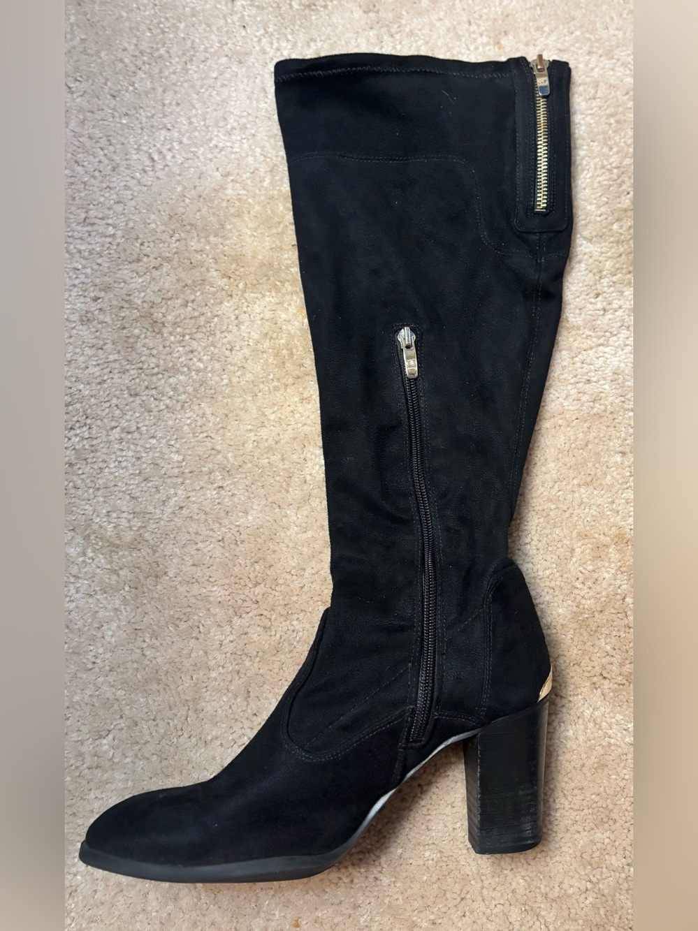 Marc Fisher Black Suede Tall Boots | Size 8 | 3” Wedge Heel